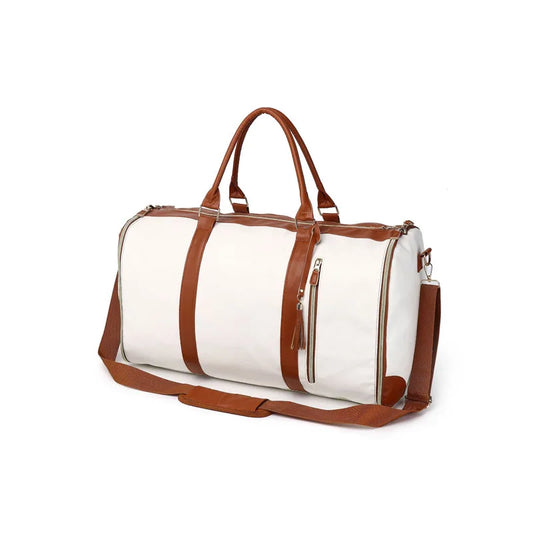 LuxKayMarche First Class Foldable Travel Bag - White Brown